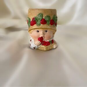 Vintage 80s sweet keepers porcelain strawberry girl figurine vase home decor